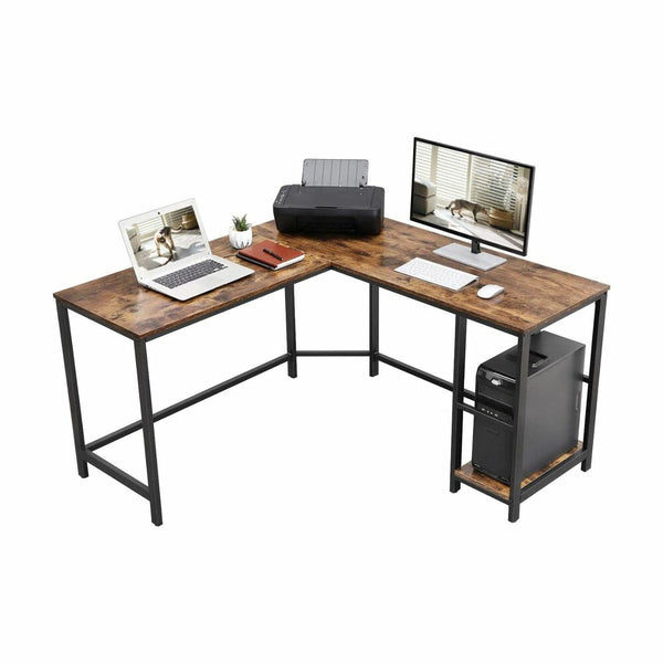 VASAGLE L-Shaped Computer Desk Rustic Brown and Black