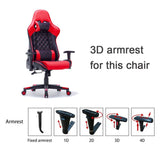 Gaming Chair Ergonomic Racing chair 165° Reclining Gaming Seat 3D Armrest Footrest Pink White