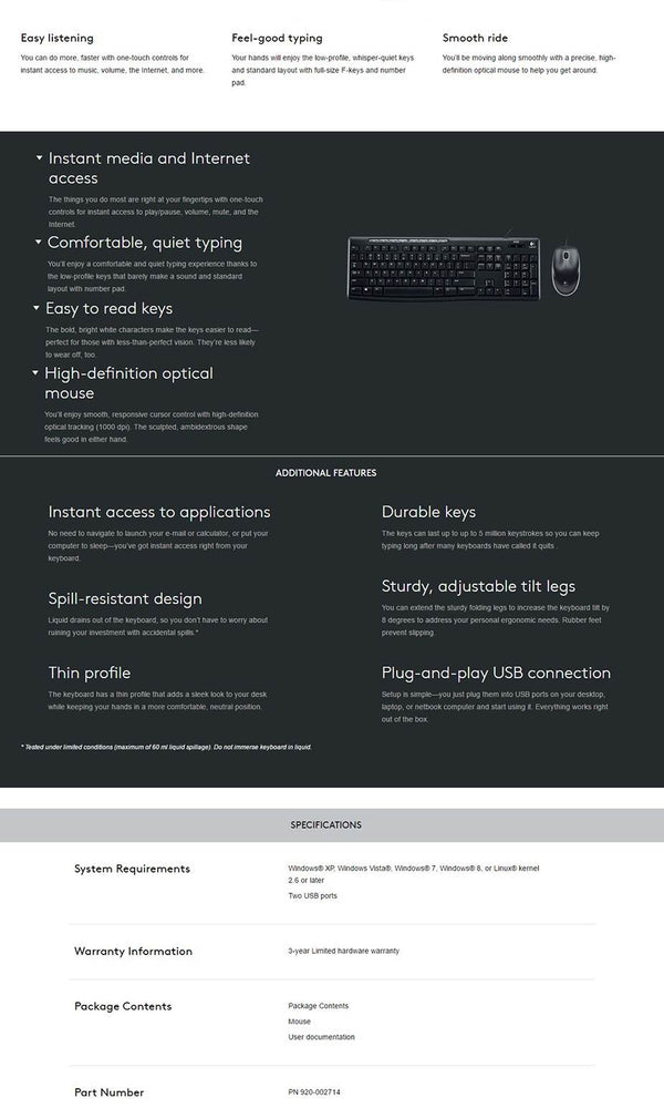 Logitech MK200 Media Keyboard Mouse (920-002693)