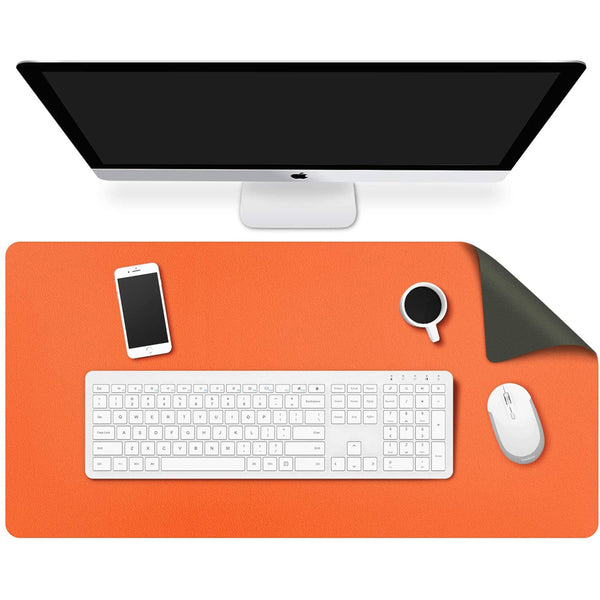 Orange 90cm*45cm Dual Side Office Desk Pad Waterproof PU Leather Computer Mouse Pad