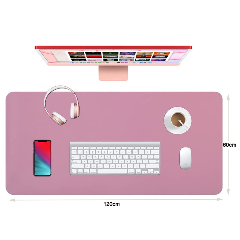 Pink 120cm*60cm Dual Side Office Desk Pad Waterproof PU Leather Computer Mouse Pad