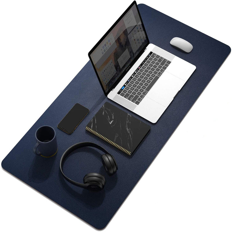 Dark Blue 120cm*60cm Dual Side Office Desk Pad Waterproof PU Leather Computer Mouse Pad